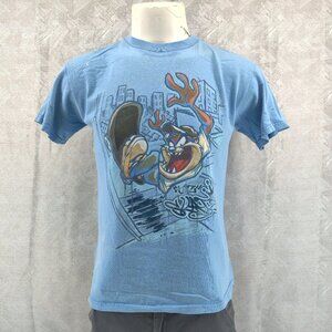 VTG  Looney Tunes Taz Shirt Mens Small Blue Skater Graphic Tee Cartoon 90s 1997